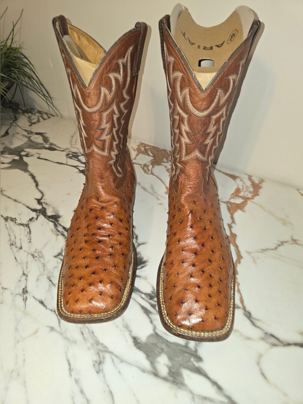 Tony Lama Full Quill Ostrich size  12 D, Antique Tan Exotic Men's Boots